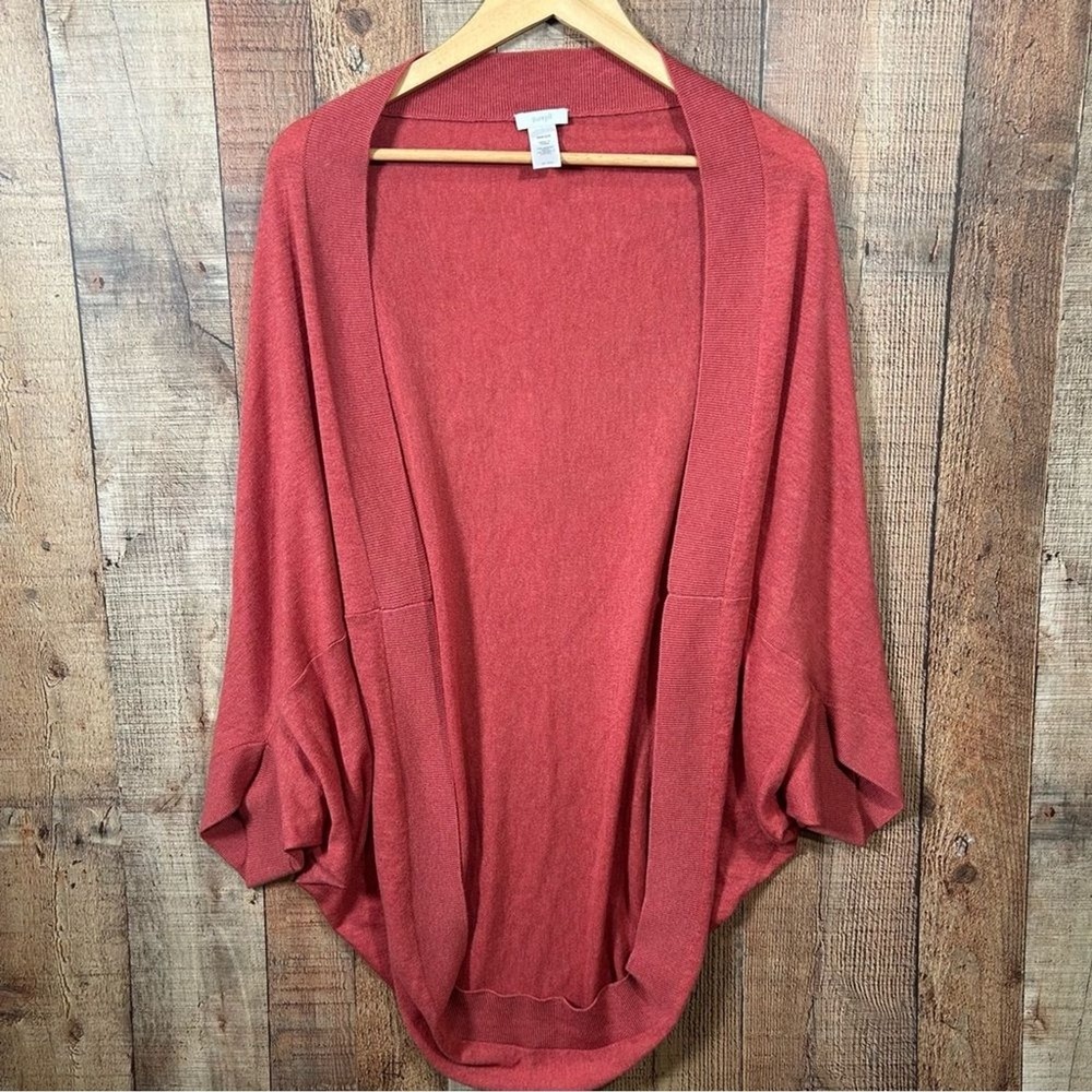 Pure Jill Merino Wool Tencel Cocoon Cardigan OS Open Front Batwing Sweater